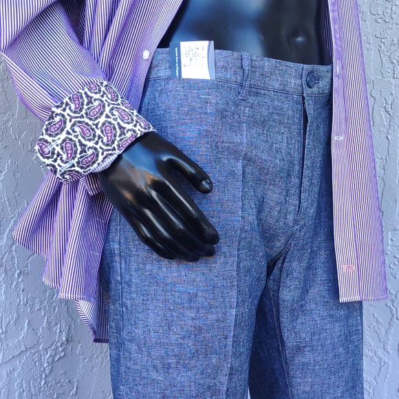 J. CREW Men's "SUTTON" Luxury Linen/Cotton Blend Flat Front Trousers - Picture 13 of 17